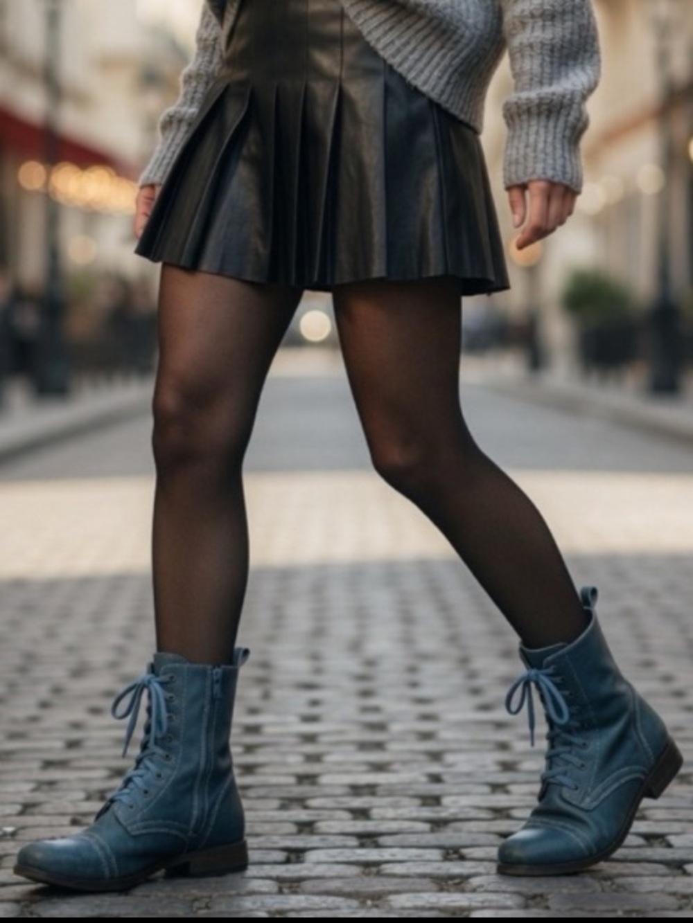 Mossimo Blue Leather Lace-Up Combat Boots